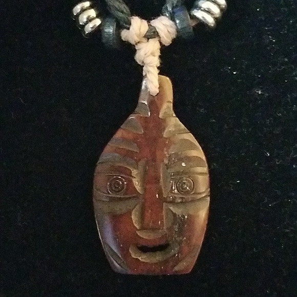 Nature Stones, Beads, & Twine Necklace 23" - Picture 2 of 2